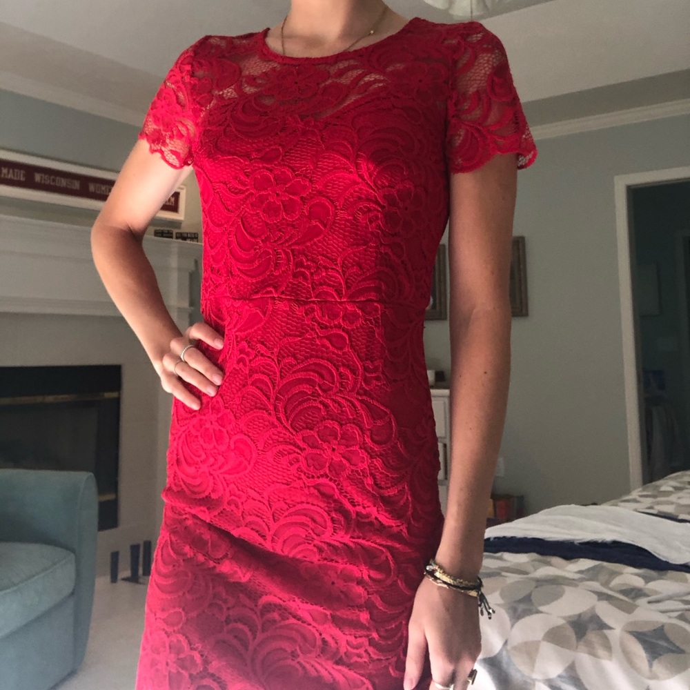 lace red dress